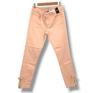 New NY&C Soho Ankle Jeans Peach Bow Zipper Hem Casual‎ Pants Size 8